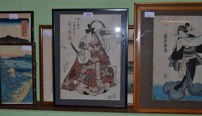 Lot 369 - Six Japanese woodblock prints by and after Kuniyoshi, Hiroshige and other (a.f.)