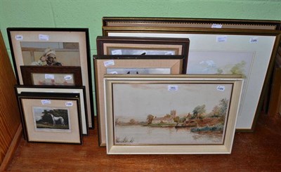 Lot 380 - Quantity of assorted pictures, mainly watercolours including studies of horses (11)