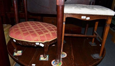 Lot 443 - An Edwardian inlaid mahogany stool and a carved mahogany stool