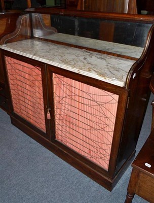 Lot 445 - A Regency rosewood and brass inlaid chiffonier with grey marble top