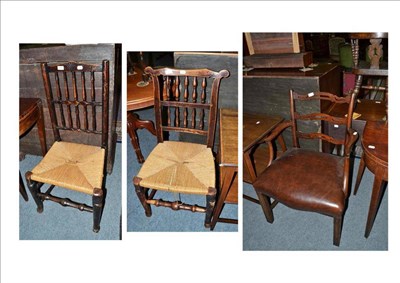 Lot 449 - Two spindle back chairs and an 18th century mahogany dining chair