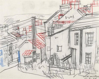 Lot 625 - Joash Woodrow (1927-2006) North East Village  Signed, 31.08.79, pencil and coloured crayon,...