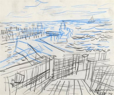 Lot 626 - Joash Woodrow (1927-2006) North East Coast Pier Signed and dated 28.8.79, pencil and blue...