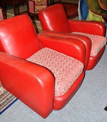 Lot 479 - A pair of 1930's red leatherette tub chairs