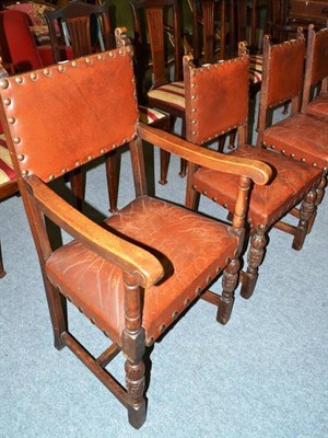 Lot 481 - Set of six oak dining chairs