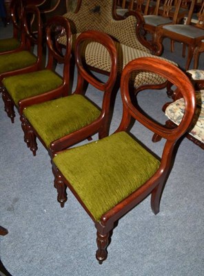 Lot 489 - Five Victorian mahogany balloon back dining chairs