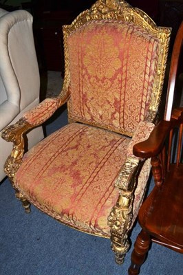 Lot 499 - Gilt wooden armchair