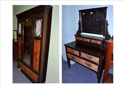 Lot 544 - An Edwardian wardrobe and dressing table with walnut veneer panels