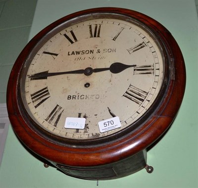 Lot 570 - Mahogany single fusee wall timepiece, Lawson and Son, Brighton