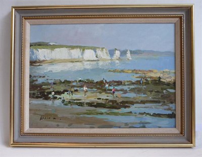 Lot 645 - Edward Wesson RI, RBA, RSMA (1910-1983)  "Bathers Fresh Water Bay " Isle of Wight Signed, oil...