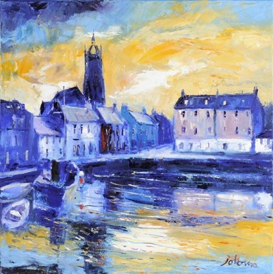 Lot 659 - John Lowrie Morrison  "Jolomo " (b.1948)  "Evening Gloaming Tarbet, Loch Fyne " Signed Jolomo,...