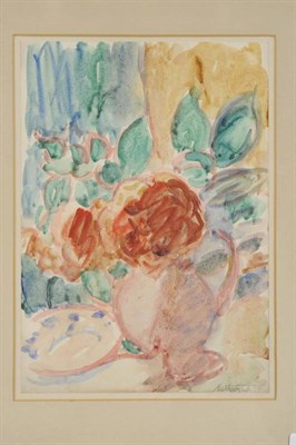 Lot 665 - Matthew Smith (1879-1959) A still life of red flowers in a pink jug Signed, watercolour, 35.5cm...