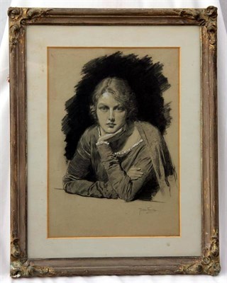 Lot 682 - Fortunino Matania RI (1881-1963) Italian Head and shoulders portrait of a lady in historical...