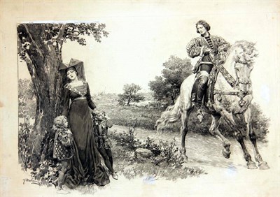 Lot 687 - Fortunino Matania RI (1881-1963) Italian  "Edward V and Elizabeth Woodville " Signed, inscribed...