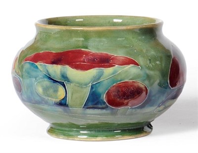 Lot 700 - A William Moorcroft Claremont Toadstool Pattern Bowl, 1913, on a blue/green ground, impressed...