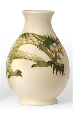 Lot 714 - A William John Moorcroft Dragon Pattern Vase, designed by Trevor Critchlow, on a white ground,...