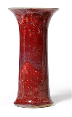 Lot 719 - A Ruskin Pottery High Fired Vase, of trumpet form with sang-de-boeuf and green speckling glaze,...