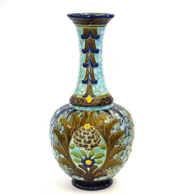 Lot 739 - A Burmantofts Faience Pottery Vase, shape No.2064, decorated with stylised flowers in shades of...