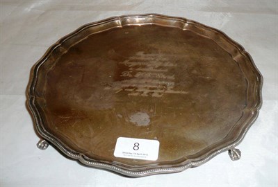 Lot 8 - A silver salver with engraved inscription