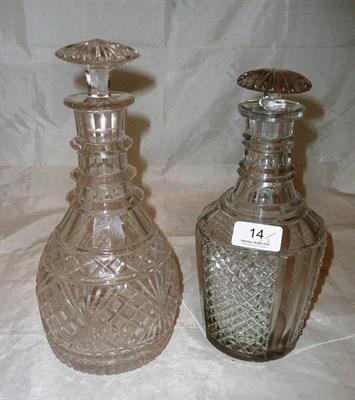 Lot 14 - Two Georgian cut glass mallet decanters and stoppers