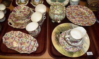 Lot 57 - Royal Winton 'Summertime' tea set, Royal Winton 'Kew' teapot and a Royal Doulton plate on two trays