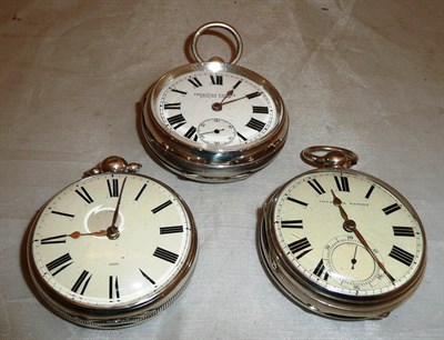 Lot 67 - Three silver open faced pocket watches