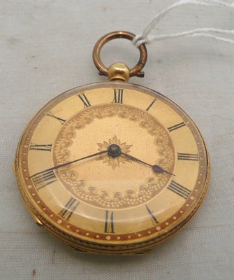 Lot 71 - A fob watch, case stamped '18k'