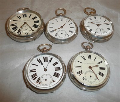 Lot 85 - Five silver open faced pocket watches