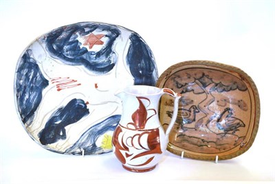 Lot 759 - Andrew McGarva: A Stoneware Dish, painted with birds under a tree, impressed C AM 1981, 27cm;...