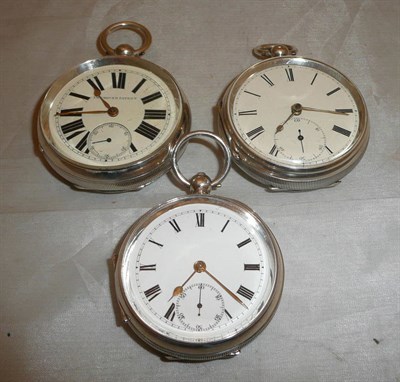 Lot 96 - Three silver open faced pocket watches