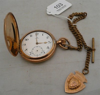 Lot 103 - An Omega gold plated watch and a chain with a 9ct gold medallion