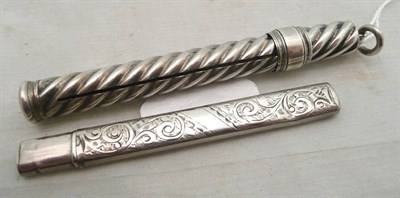 Lot 115 - A silver propelling pencil and a silver fruit knife