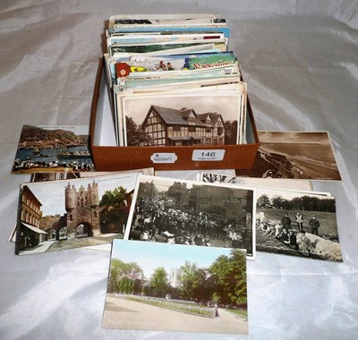 Lot 146 - A bundle of mixed postcards, including Trench Digging at Woocote Park Camp, Whit Gathering at...