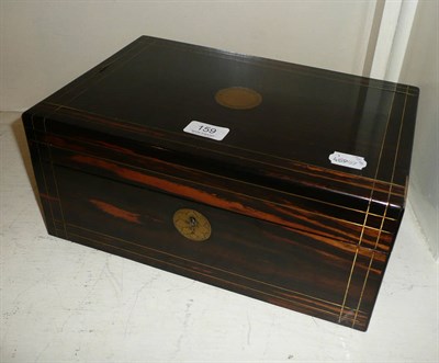 Lot 159 - Coromandel and brass inlaid hinged writing box