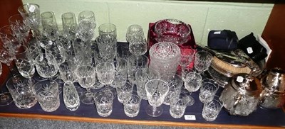 Lot 167 - Quantity of cut glass, table glassware, plated wares etc