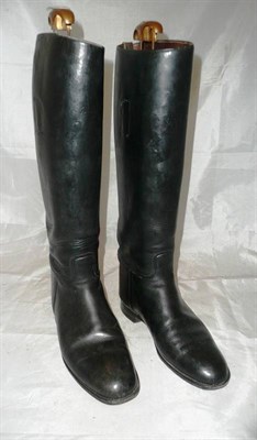 Lot 171 - Pair of lady's hunting boots, black leather, size 4, with trees