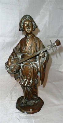 Lot 179 - A Japanese bronze model of a girl musician