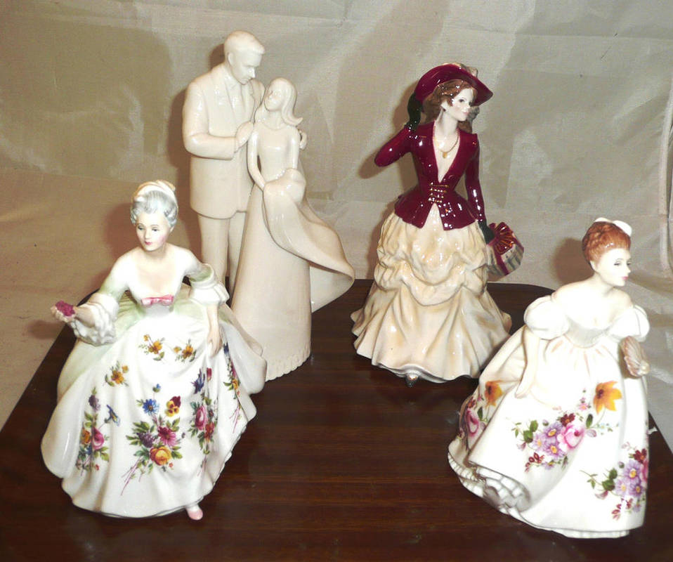 Lot 186 - Two Royal Doulton figures 'Marilyn' HN3002, 'Diana' HN2468, Royal Worcester 'Victoria' and...