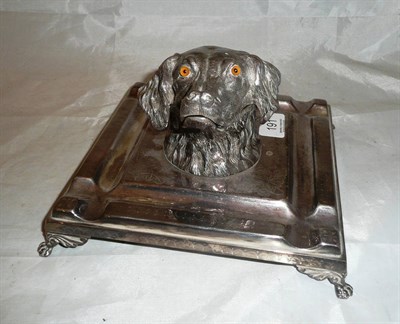 Lot 191 - A silver plated desk inkwell in the form of a dog