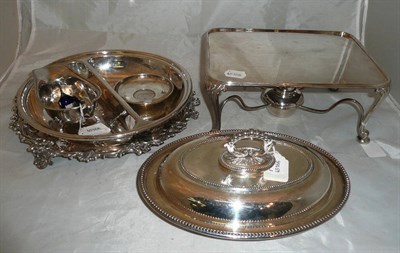 Lot 204 - A plated sauce boat, a silver Churchill coin dish, a Continental white metal Viking salt...
