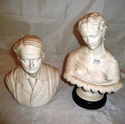 Lot 208 - Robinson and Leadbeater Parian bust of Lord Rosebery and another of a classical maiden (2)