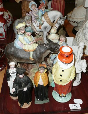 Lot 211 - Tray of Continental bisque figural groups and figures