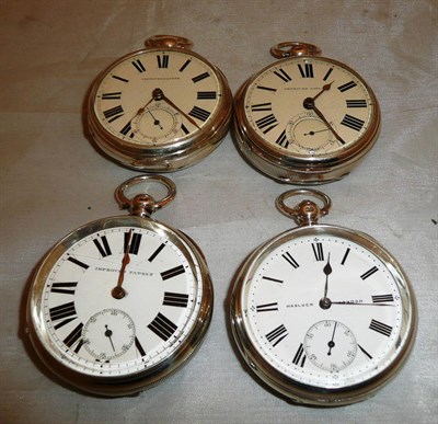 Lot 223 - Four silver open faced pocket watches