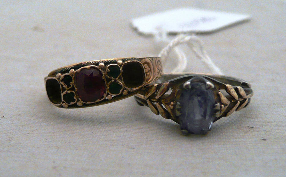 Lot 227 - A Victorian ring (a.f.) and an Arts & Crafts ring