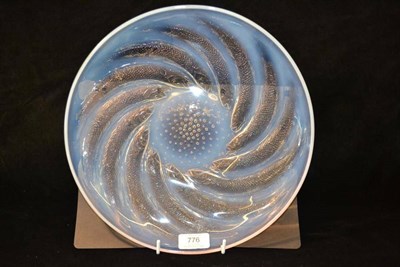 Lot 776 - A René Lalique Poissons Flaring Opalescent Glass Dish, the underside moulded in relief with...