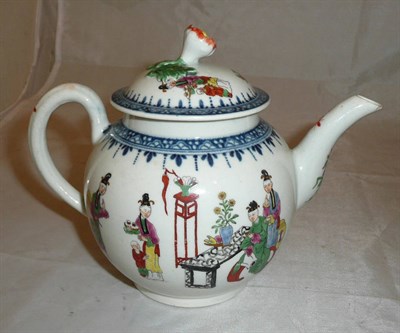 Lot 277 - An 18th century Worcester teapot with polychrome decoration