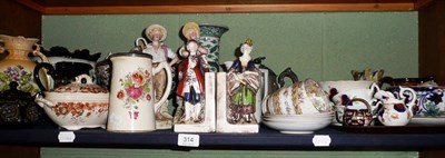 Lot 314 - Victorian and later ceramics, including copper lustre on a shelf