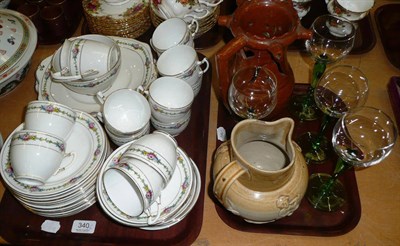 Lot 340 - Puzzle jug, a Victorian stoneware jug, four hock glasses and an extensive Royal Albert tea set