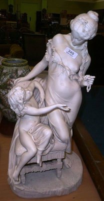 Lot 349 - Copeland Parian group, designed by Owen Hale, modelled as a mother and child (damaged)