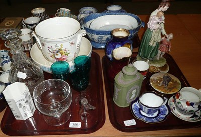Lot 356 - Two trays of decorative ceramics and glassware including Doulton vase, Wedgwood tea canister,...